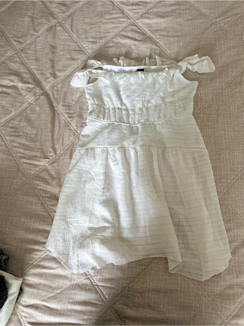 wild fable White Ruffle Strap Smocked Casual Dress